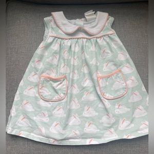 Stitchy Fish Bunny Hop Peter Pan Collar Dress-24 Months